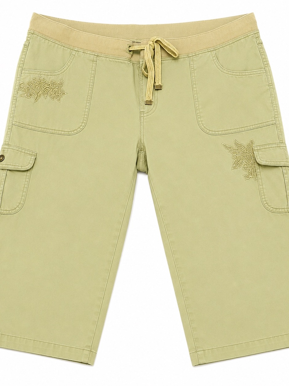 Terra & Sky Light Olive Cargo Drawstring Shorts